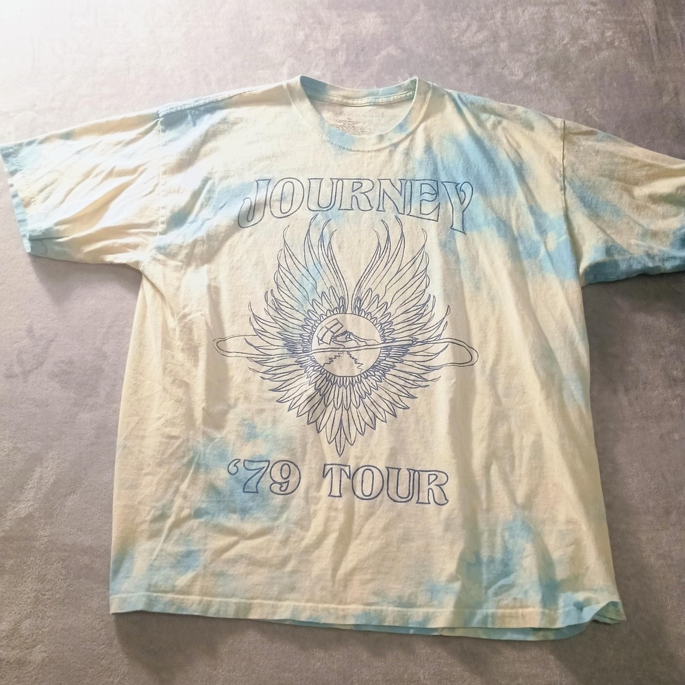 Journey Shirt Mens XL Blue Tie Dye '79 Tour Graphic Tee Band‎ Rock Music